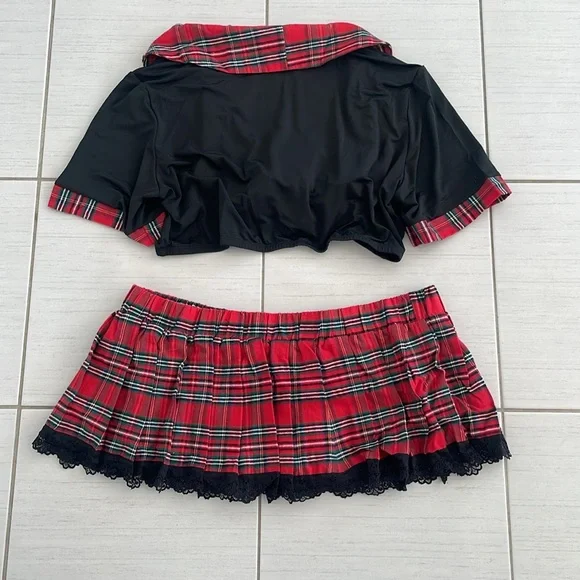 Sexy Plaid Mini  Skirt Set - Picture 4 of 15